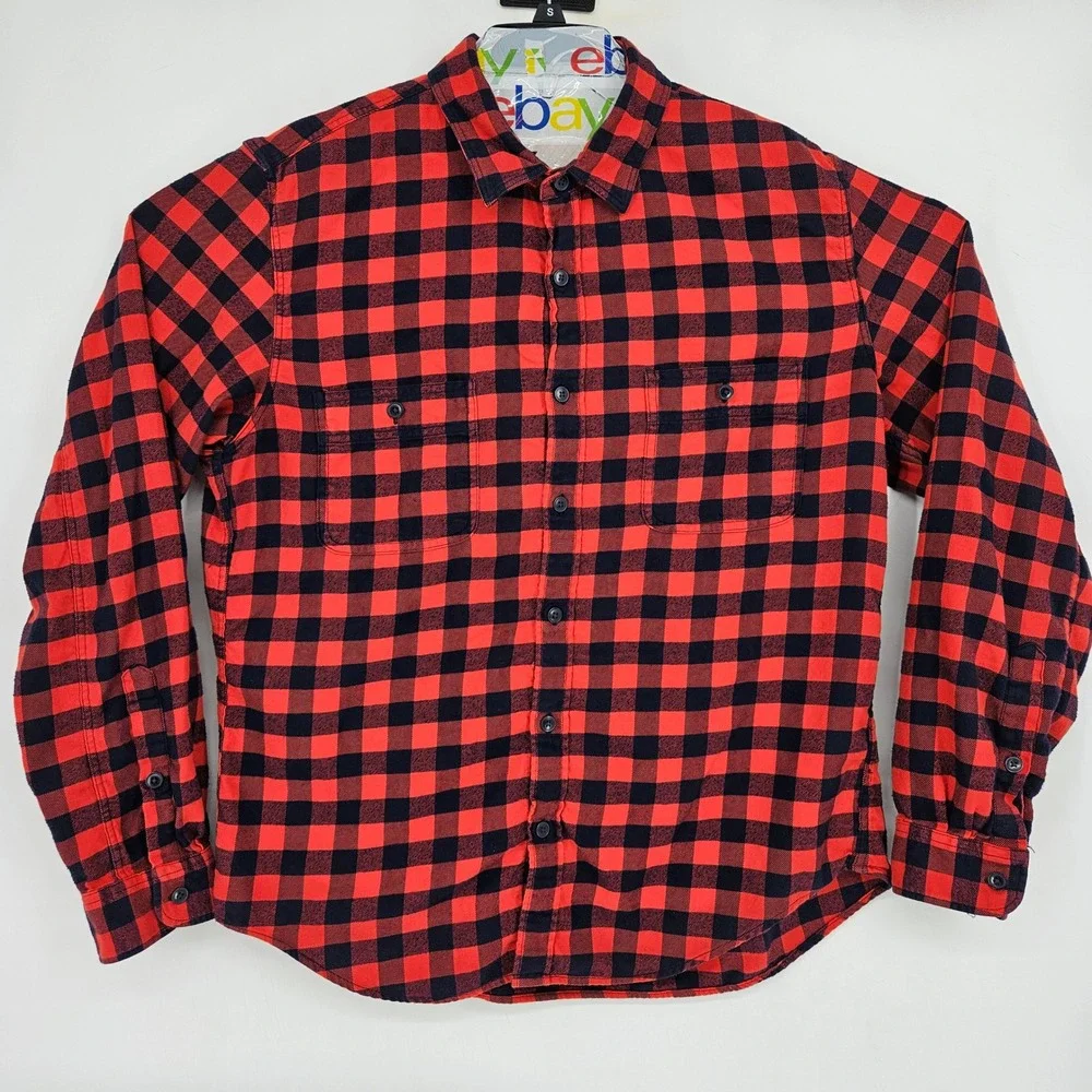 J Crew Shirt Mens XL Red Black Flannel Check Long Sleeve Button Up‎ Casual